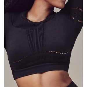 Black Mesh Fitted Workout Top
